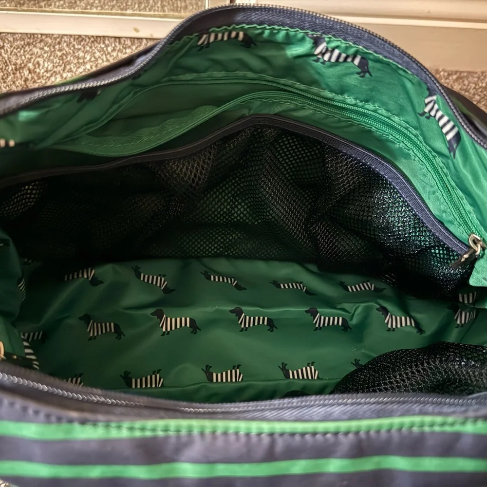 Ju-Ju-Be Navy, Green & White Striped Messenger Bag